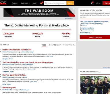 WarriorForum勇士论坛，世界上最大的在线营销社区，论坛内容包括数字营销、增长黑客、广告联盟等。